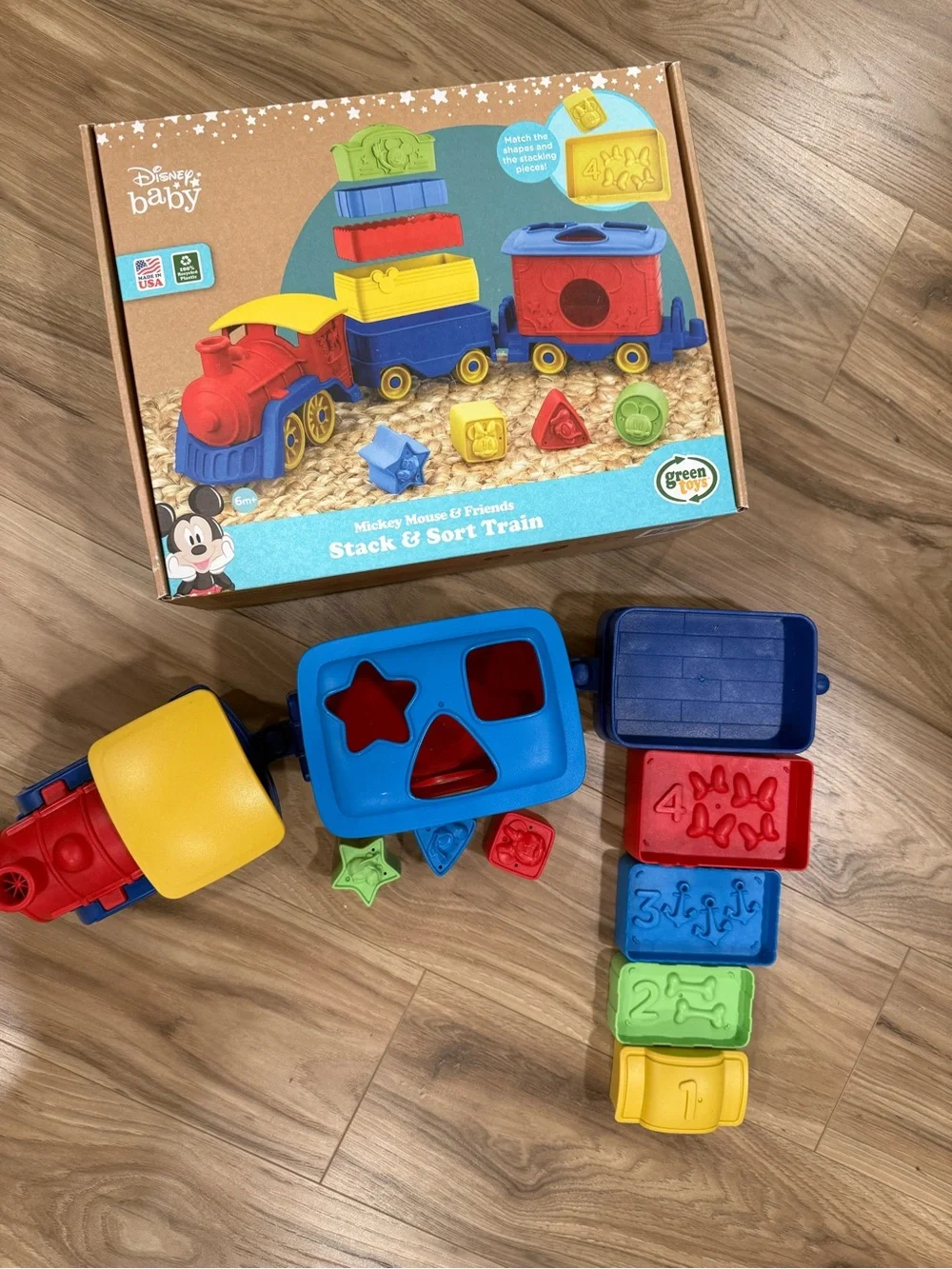 Disney Red & Blue Stacking Train with Yellow Shape Blocks